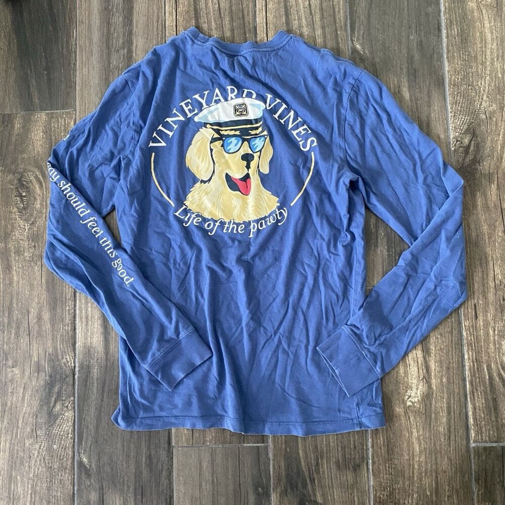 Vineyard Vines Long Sleeve Pawty Animal Long Sleeve Pocket T-Shirt Men XS (168)